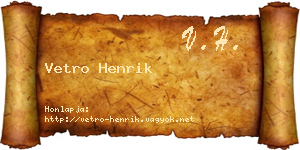 Vetro Henrik névjegykártya